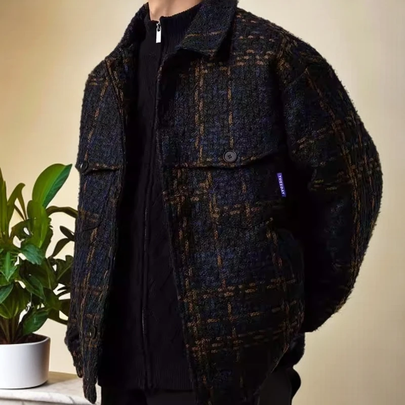 斯洛加霍特羽绒服男士冬季格子翻领鸭绒保暖轻薄宽松夹克外套