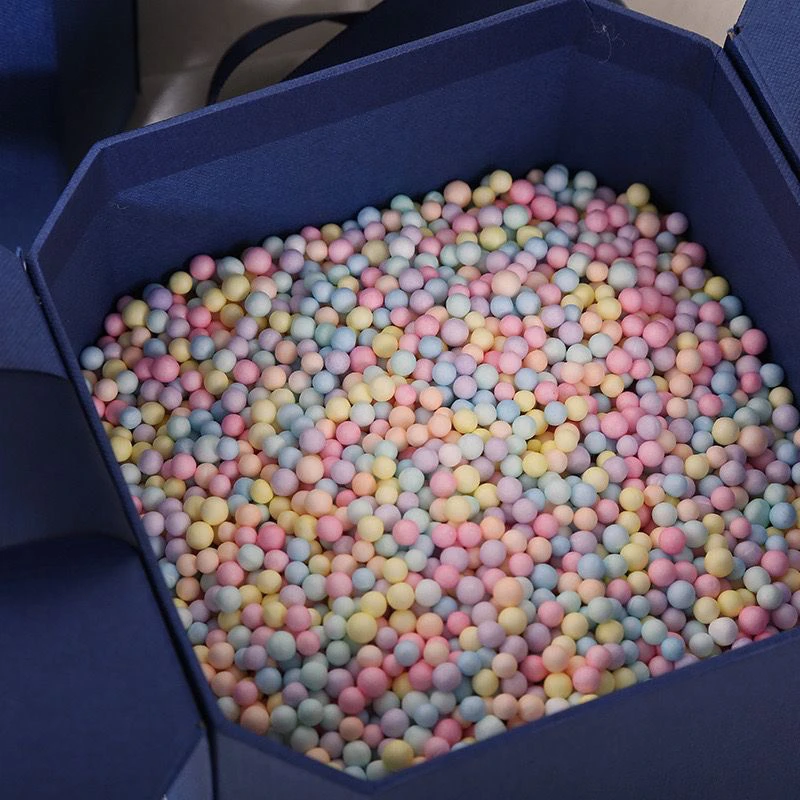 马卡龙流星球泡沫礼物盒装饰填充起泡胶混合物彩色圆形小颗粒圆球