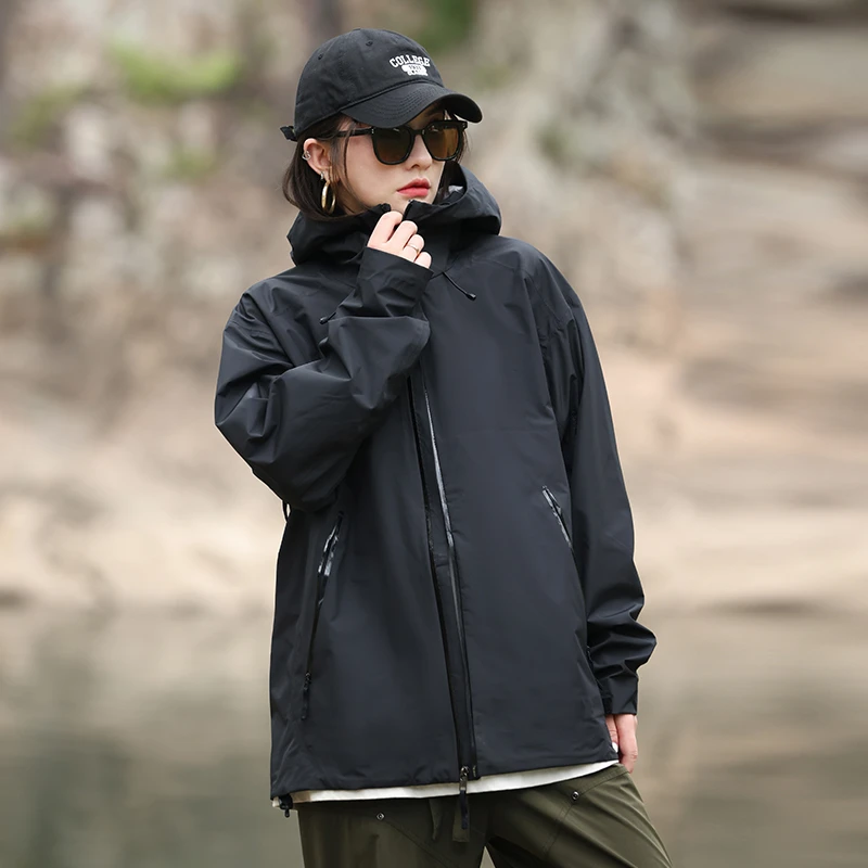 皮尔卡丹男女防晒防风冲锋衣户外硬壳防水夹克外套休闲连帽登山服