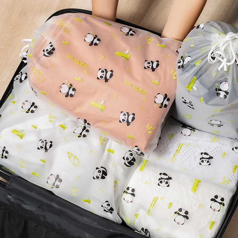 衣服玩具收纳透明防水旅行袋束口抽绳便携袋儿童宝宝装鞋脏衣袋子