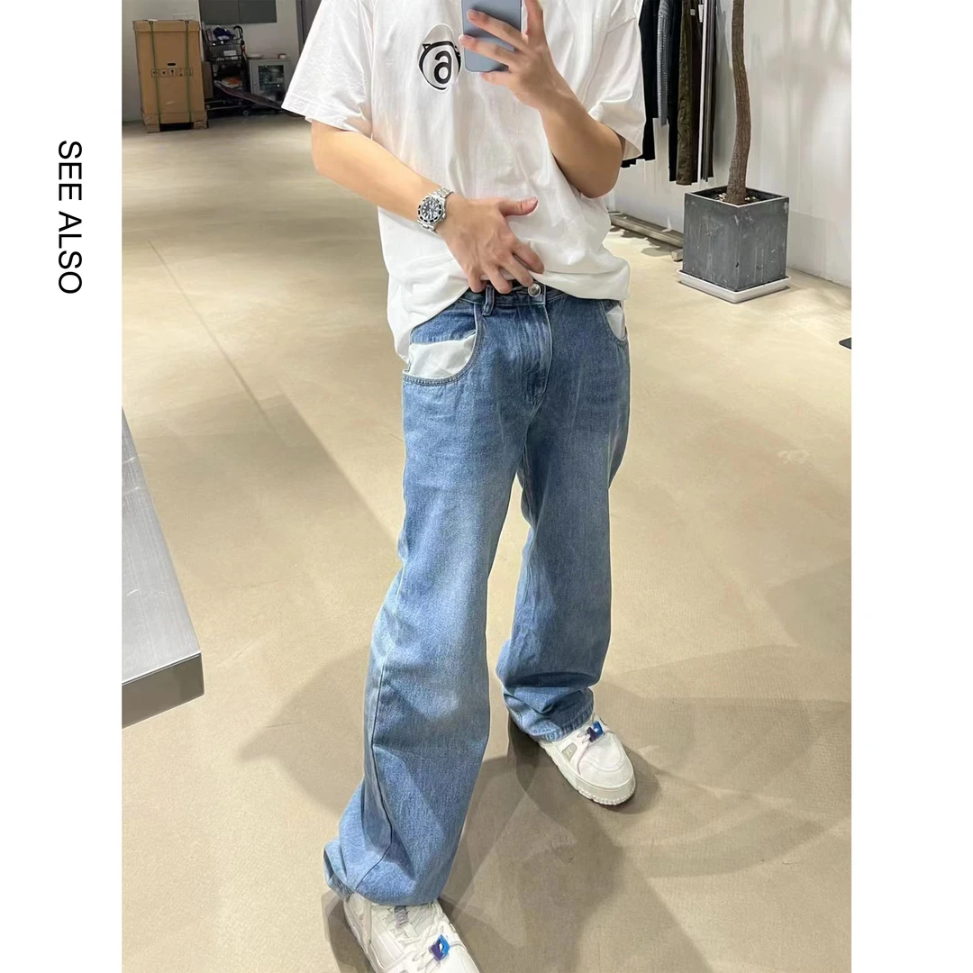 see also 夏季新款直筒阔裤浅色做旧牛仔裤百搭休闲宽松3163