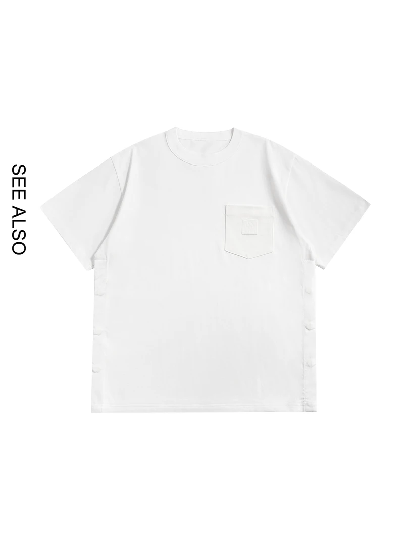 see also 双边排扣简约黑白口袋圆领T恤百搭休闲男女款短袖