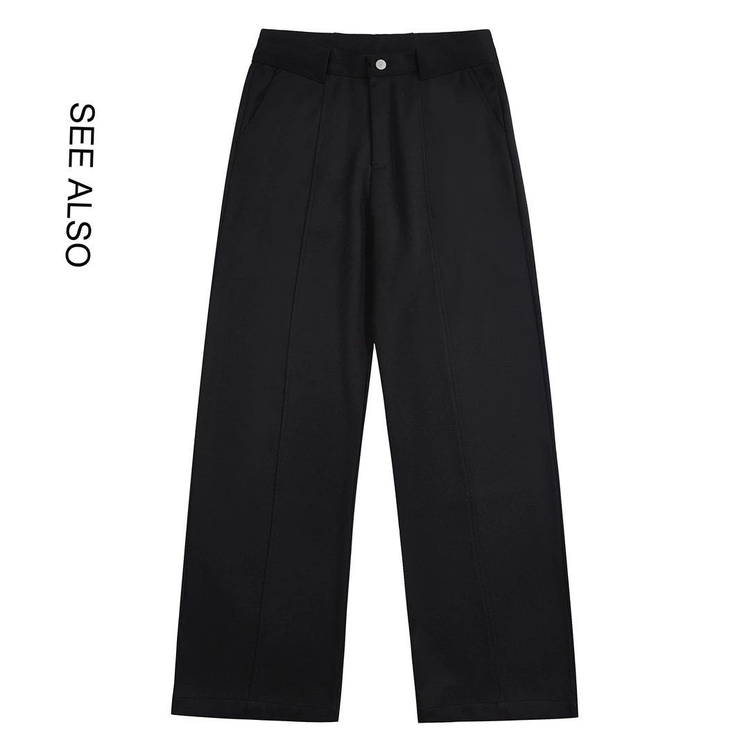 see also 高奢款 缝线剪裁休闲裤黑色直筒宽松时尚男女款长裤