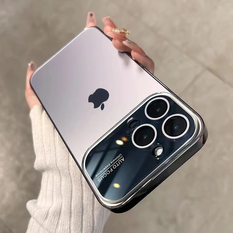 适用苹果16/15/14/13纳米AG大视窗自带护镜iphone14promax手机壳
