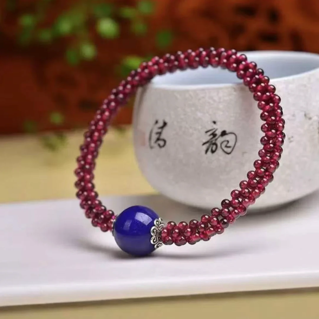 精品紫牙乌石榴石编制手链时尚百搭款