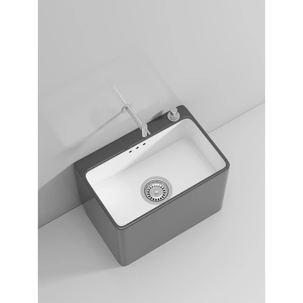 阳台北欧灰色洗拖把池家用卫生间大号陶瓷拖布池落地式小号槽池