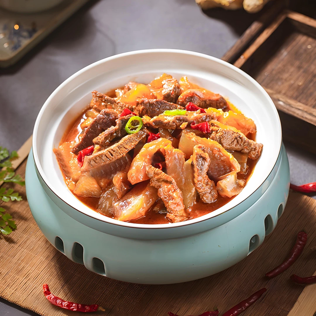 酒店餐厅中式陶瓷汤盘圆形干锅菜盘带盖蜡烛酒精加热保温明炉商用