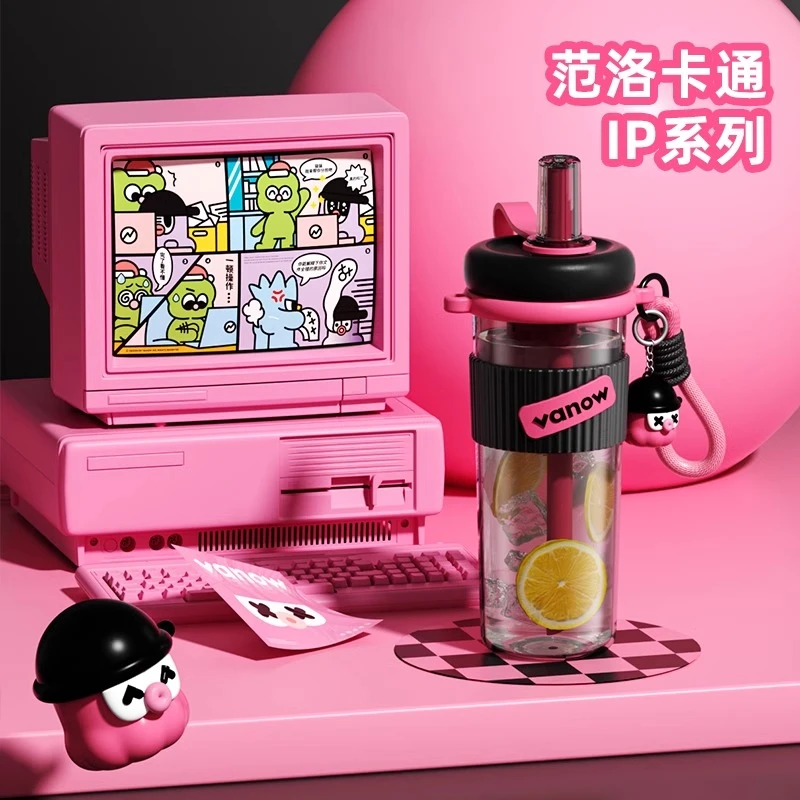 vanow夏季新款tritan高颜值水杯女生便携随行杯儿童吸管杯子