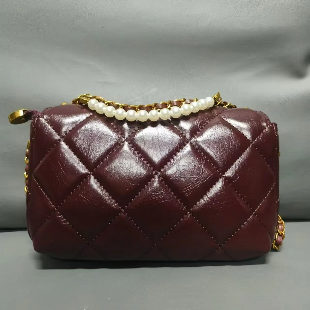 SMVP真皮包 斜跨包 0392 红棕色