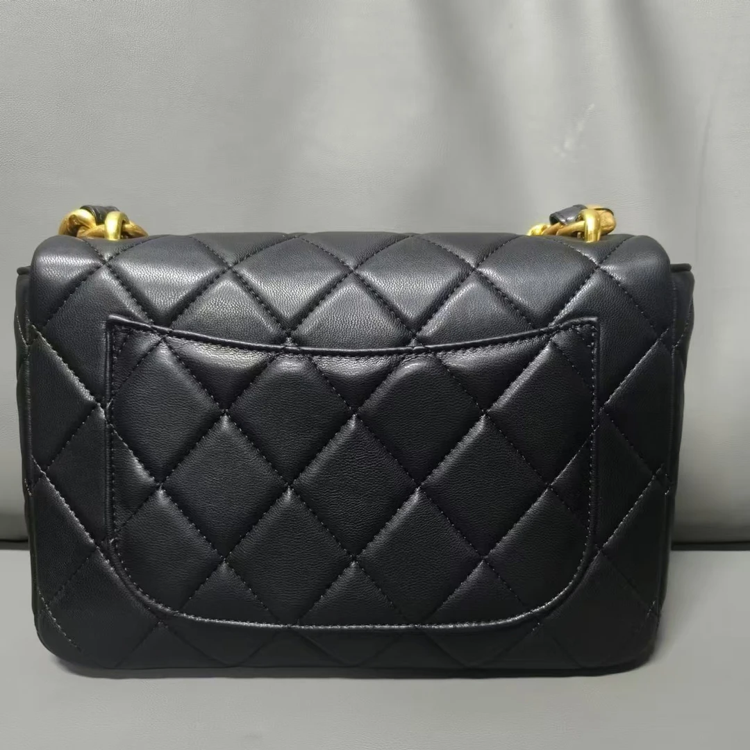 SMVP真皮包 菱格粗链条包 0245 黑色