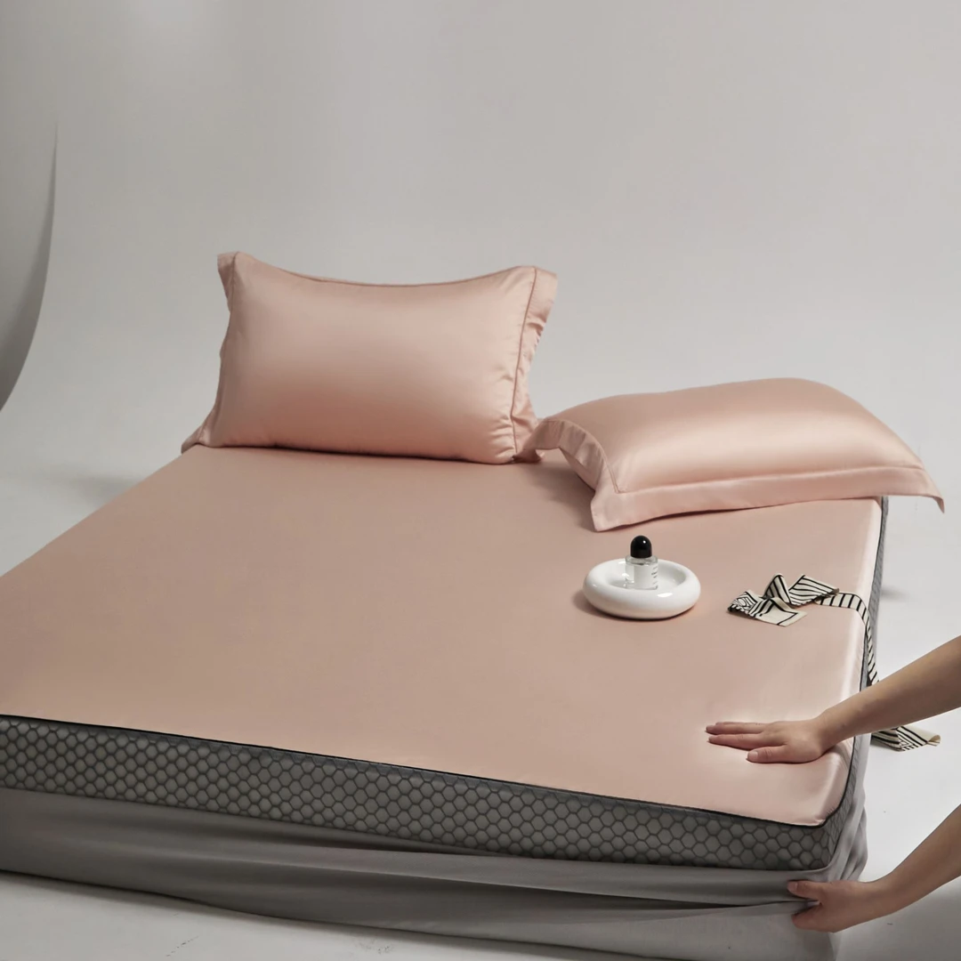 菲利美！【100支天丝床笠三件套】 夏季必备纯色透气冰凉