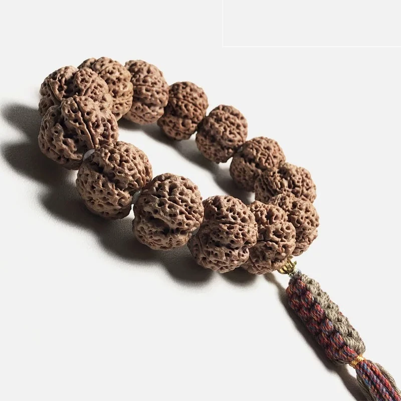 毕业级尼泊尔星蜂王双龙抱肉五瓣大金刚菩提子籽手串手持龙骨梅花