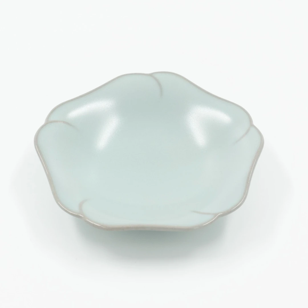 青瓷磨年 云纹杯托 三陶轩徐瑞鸿作品青瓷汝官窑陶瓷纯手工茶具茶