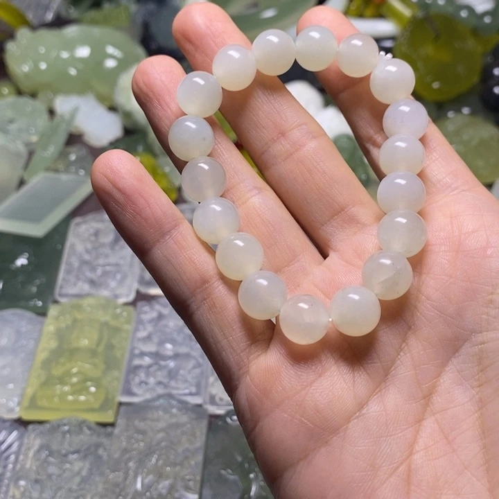 岫玉天然岫玉手串未镶嵌杰*