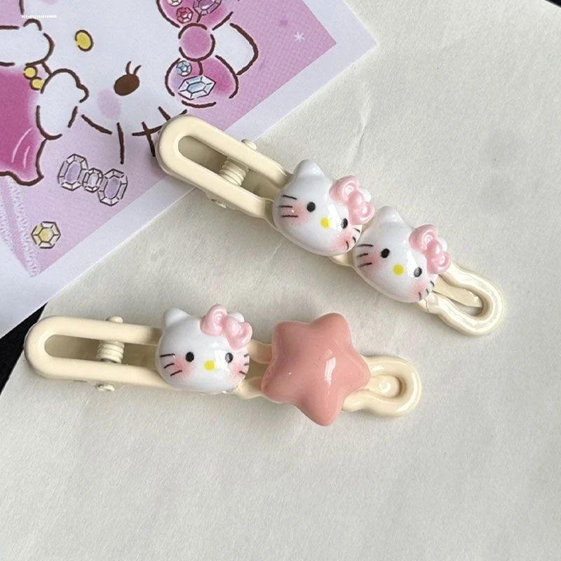 可爱鸭嘴女孩卡通美少女星星头饰KT发夹前额发饰甜美夹子粉色ins