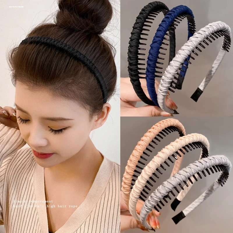 日韩箍带刘海夹法式麻花带齿发卡复古头箍发箍洗脸专用百搭咖色