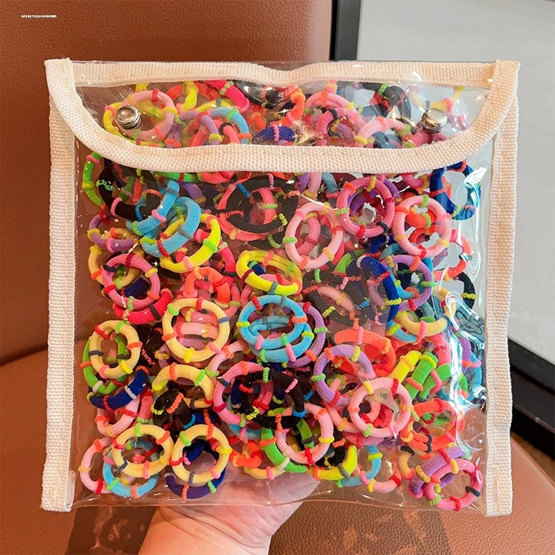 元气多巴胺彩色高弹力小皮筋不伤发竹节发圈女孩可爱日常百搭头绳