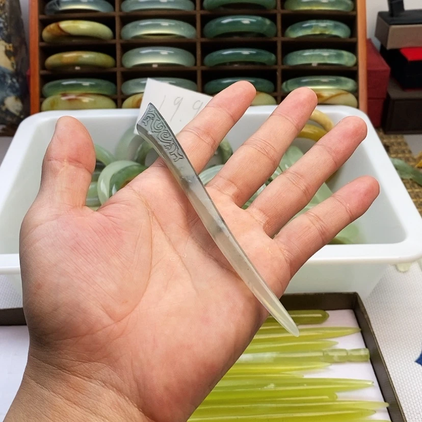 【闪购商品】蛇纹石玉发簪未镶嵌桑*