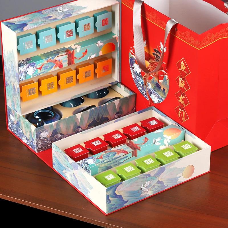 【鱼跃龙门】大红袍正山小种铁观音金骏眉四大茗茶礼盒装送茶具