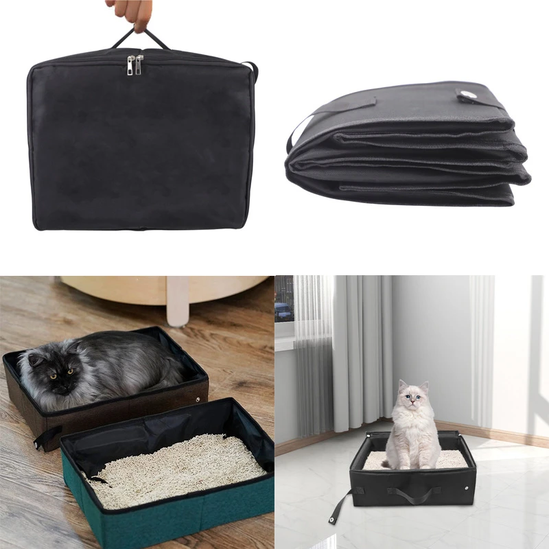 宠物用品猫厕所折叠式防滴水里布猫砂盆猫厕所外出便携猫砂盆