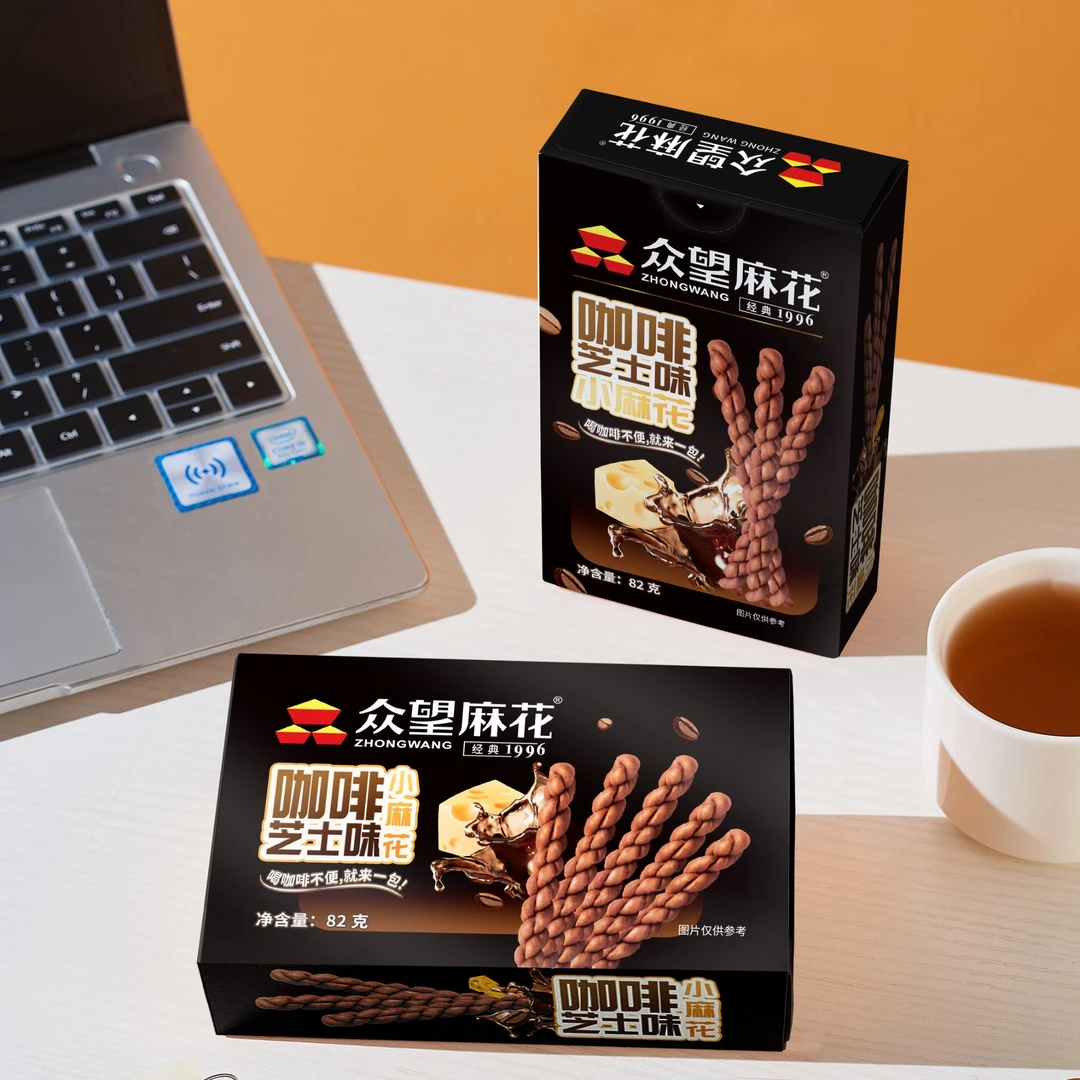 众望小麻花小吃零食咖啡芝士味82g独立包装办公室充饥解馋推荐