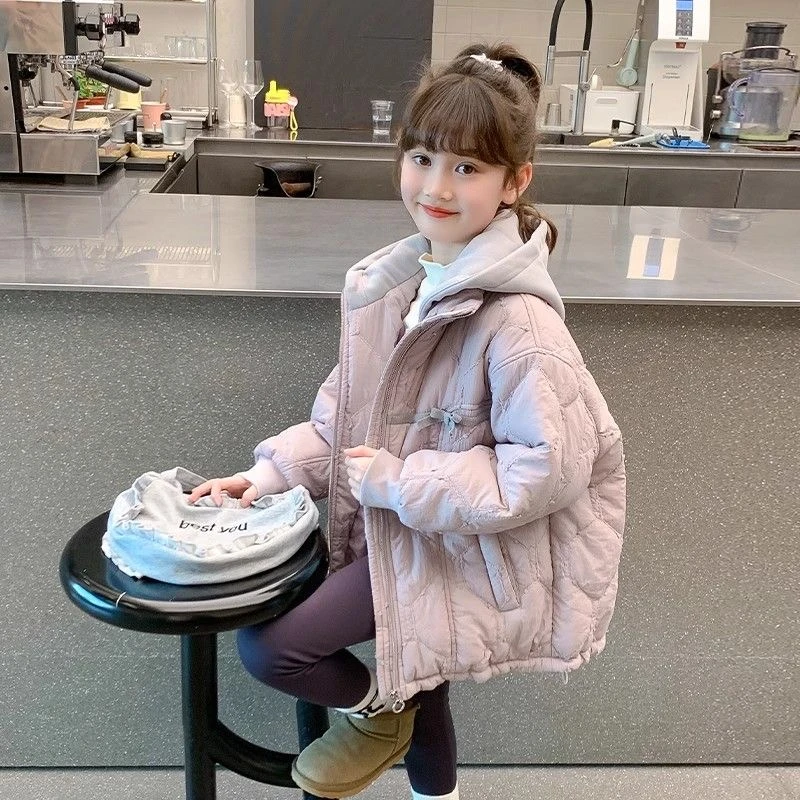 女童外套秋冬款2024新款洋气儿童夹棉加厚棉服小女孩冬装韩版上衣