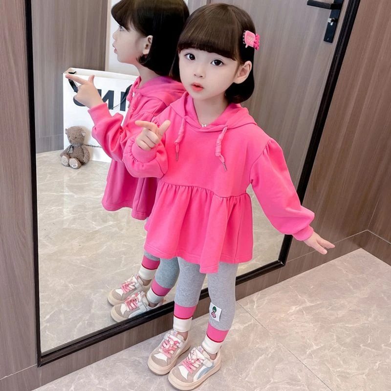 女童连帽套装儿童装春秋小童女宝宝春季时髦两件套小女孩新款秋装