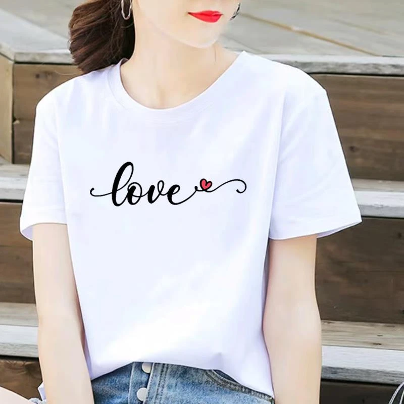 网红女通勤休闲ins新款时尚个性圆领韩版短袖简约可爱印花上衣T恤