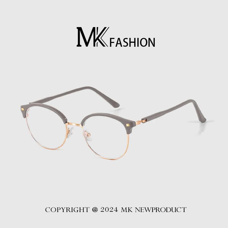 高级磨砂半框眼镜女可配度数近视素颜神器时尚金丝超轻眼镜框秋款