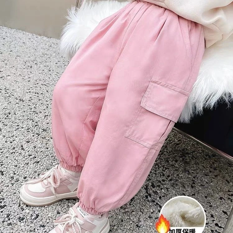 女童裤子秋冬款2023新款儿童休闲宽松长裤男童装加绒工装裤束脚裤