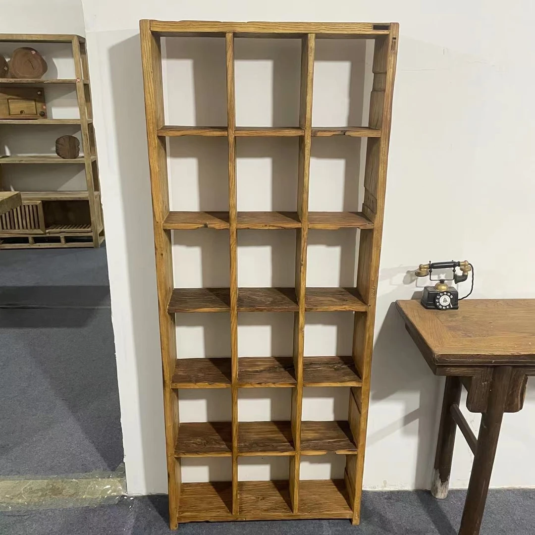 老榆木书架置物架