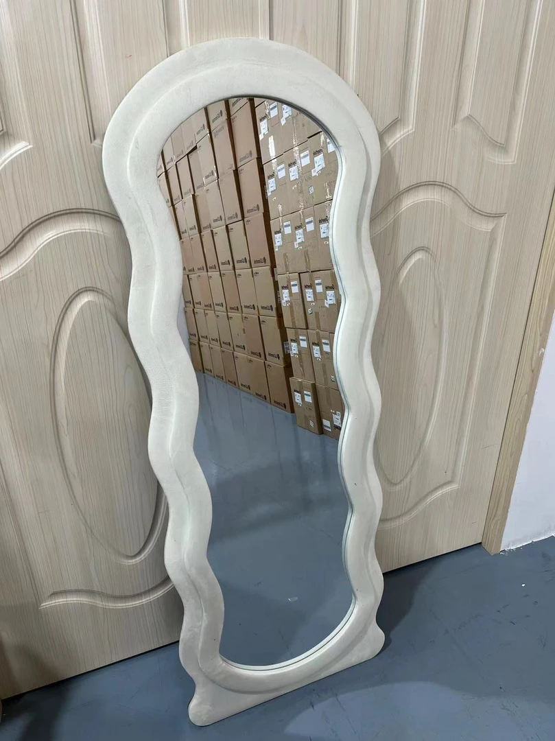 网红波浪全身镜服装店试衣镜家用卧室女生化妆异形波浪落地镜子