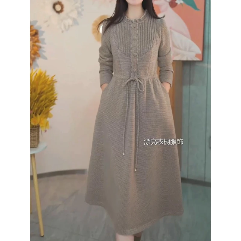 现货（关注送运费险）H1133 2024冬季新款高级感通勤气质两连衣裙