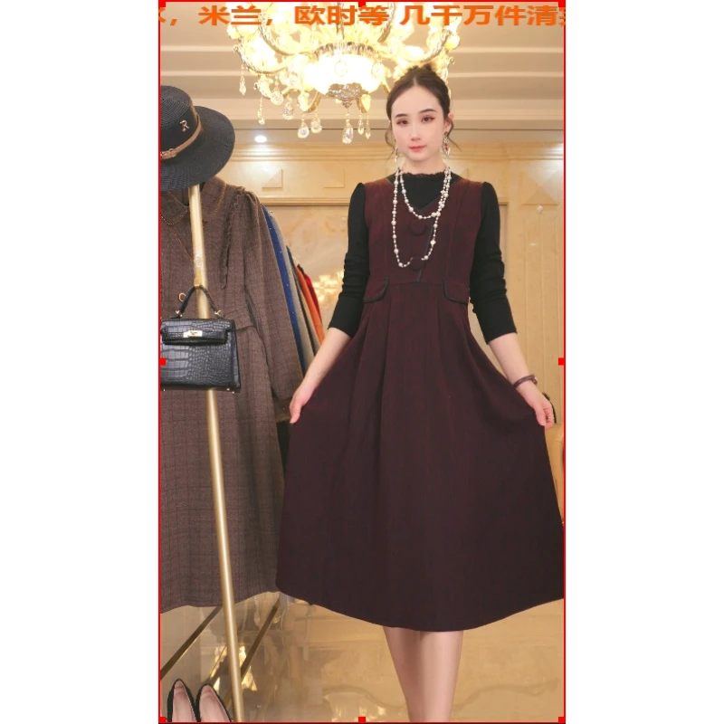 H1058（关注赠运费险）2024秋冬季新款高级感气质通勤气质两件连衣