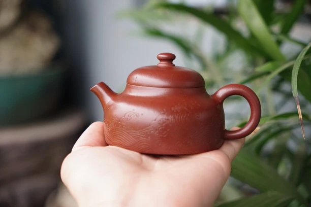 大蕴笠帽壶 全手工 原矿枣红泥 张云生制作 直播定制茶具紫砂壶