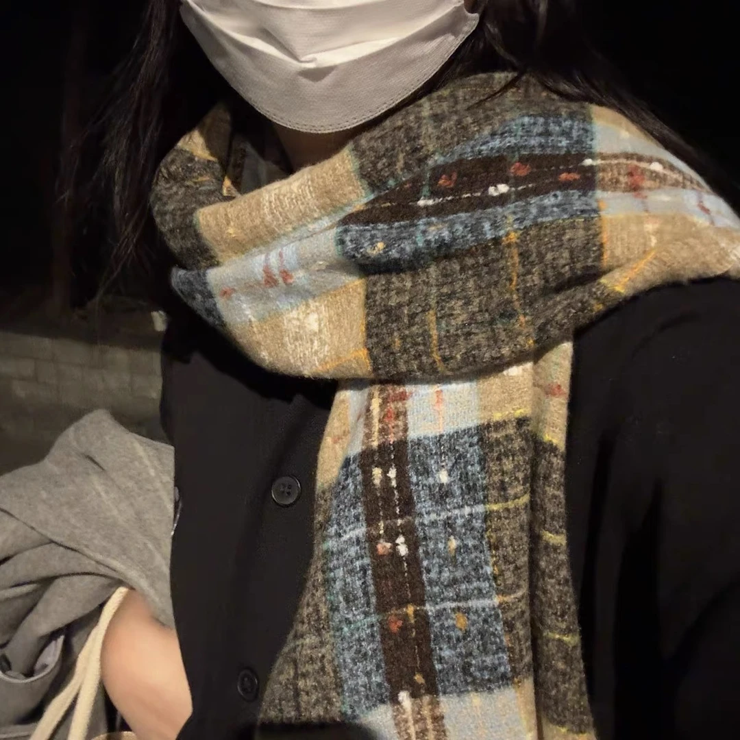 2024爆款复古百搭围巾女秋冬季高级感韩系氛围感版学生情侣围脖男