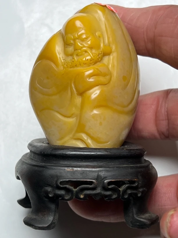 寿山田黄石沉思罗汉雕刻艺术摆件手工雕刻藏品艺术品