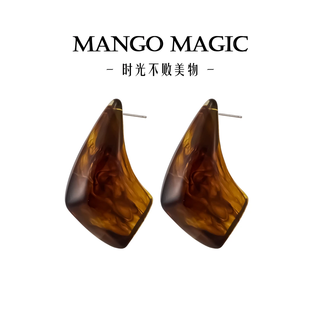 mango magic 铜合金耳饰 大气时装走秀款Ins法式风耳环 9387