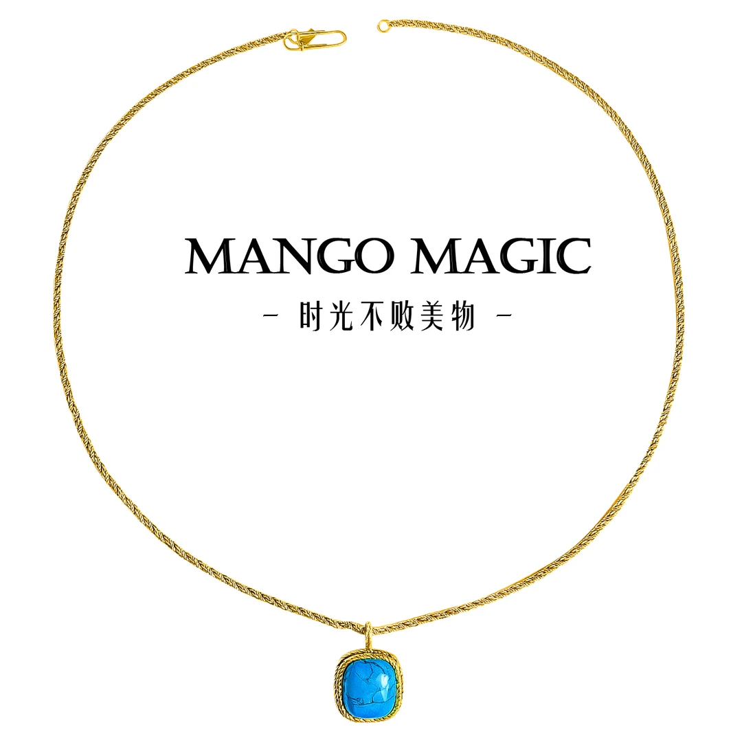 mango magic 铜合金项链 小众百搭蓝色欧美简约素款项链 8755