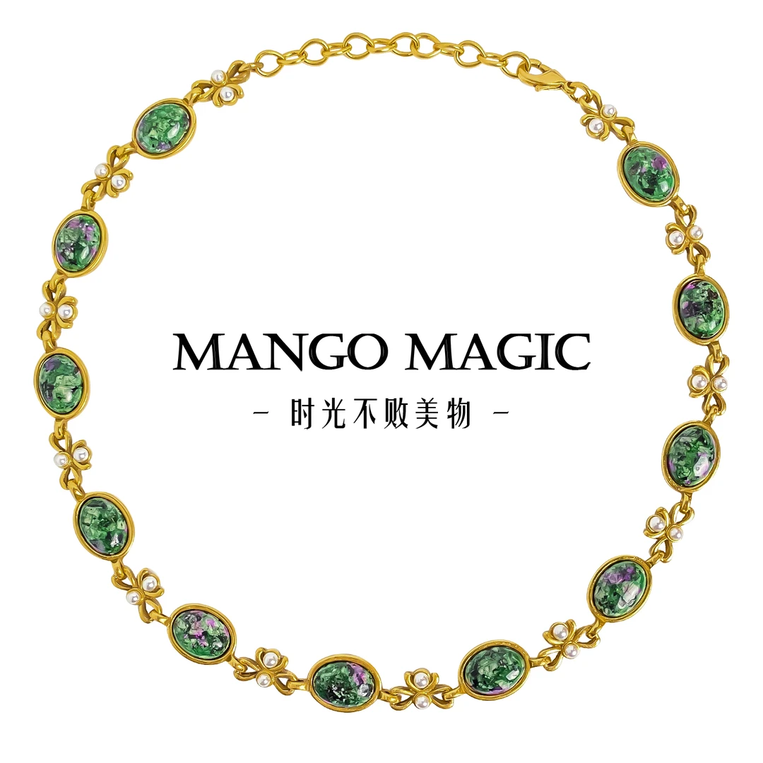 mango magic 铜合金项链 欧美复古宫廷风香风法式项链 9373