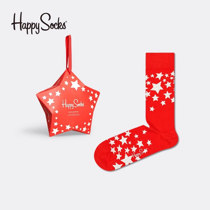 HappySocks红色袜子女本命年ins潮兔新年中筒袜礼盒送礼百搭潮袜
