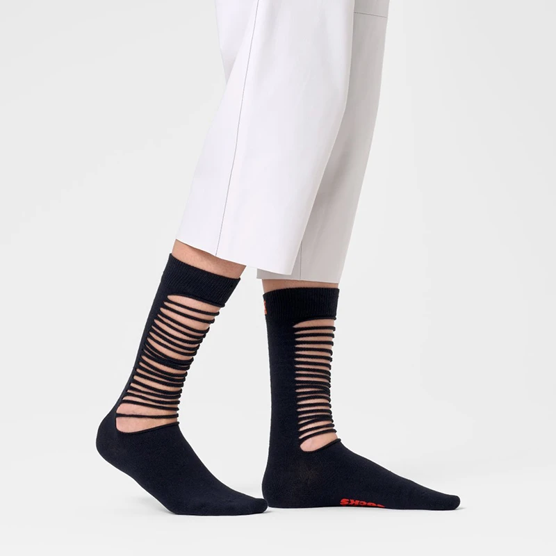 HappySocks【SS24新品】撕裂感情侣袜ins潮牌时尚设计感中筒棉袜