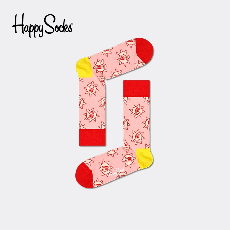 HappySocks潮牌ins太阳笑脸夏新款中筒袜子潮袜SUN01-3000情侣