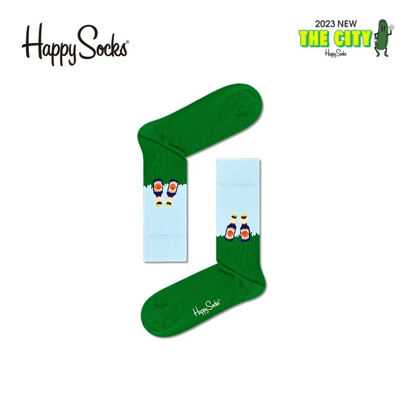 HappySocks纵享野餐ins潮流时尚中筒袜高帮情侣个性休闲潮袜撞色