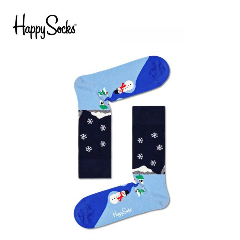 HappySocks小雪人潮牌ins潮彩色中筒春夏潮袜袜子TLH01-6300