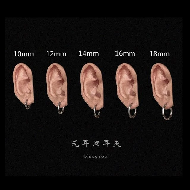 嘻哈钛钢耳夹女酷无耳洞耳饰耳骨夹简约圆圈耳环冷淡风耳圈不掉色