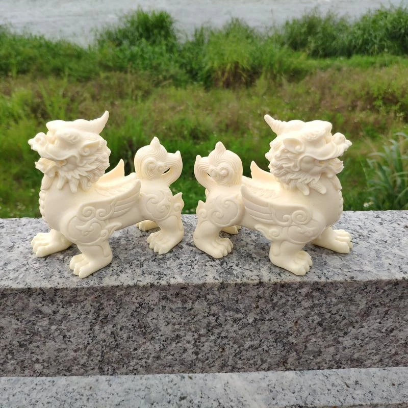 菩提果雕刻手工飞天貔貅一对摆件动物雕塑吉祥物摆设中式工艺品