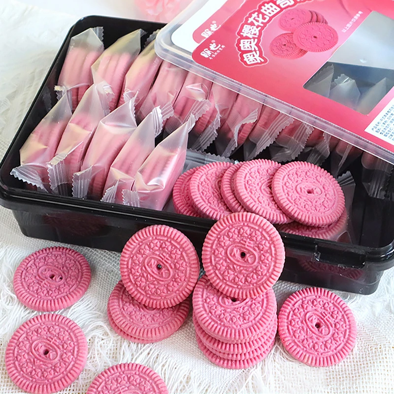 粉色大圆饼干奥奥曲奇饼干盒装独立小包纸杯甜品提拉米苏装饰饼干