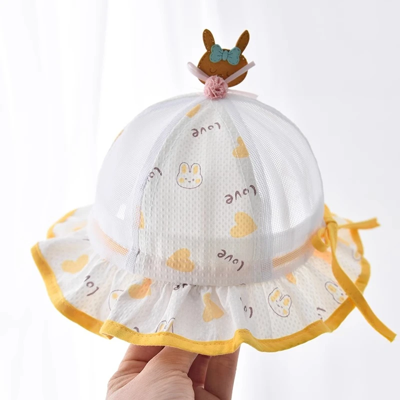 婴儿帽子夏季薄款网纱新生儿胎帽婴幼儿宝宝遮阳渔夫帽女孩可调节