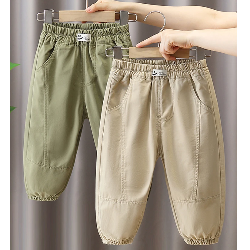 儿童秋款棉工装休闲裤2024年新款男女童春秋宽松秋装工装百搭长裤
